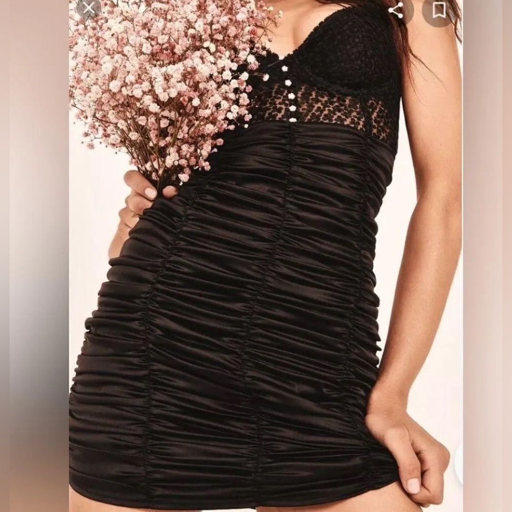 For Love & Lemons New Dress XS Daisy Buttons Bow Underwire Cups AdjustableStraps